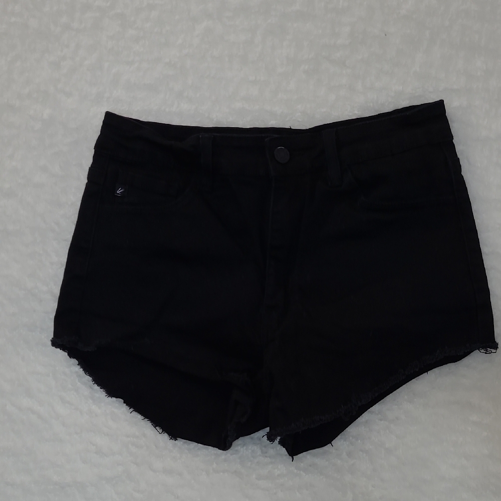 Kancan Black Jean Shorts with Raw Fringe Hem size 9/28